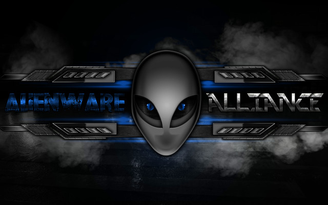 Alienware blue light smoke logo free wallpaper for desktop - medium preview image