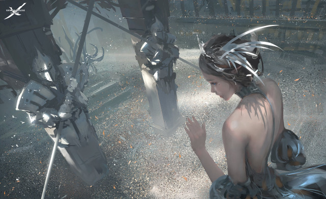 Woman dress floor horse statue free wallpaper for desktop - medium preview image