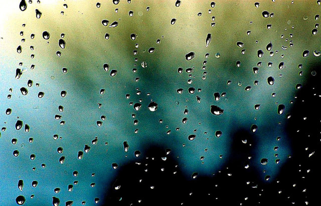 Window rain drops clouds blue #4 free wallpaper for desktop - medium preview image
