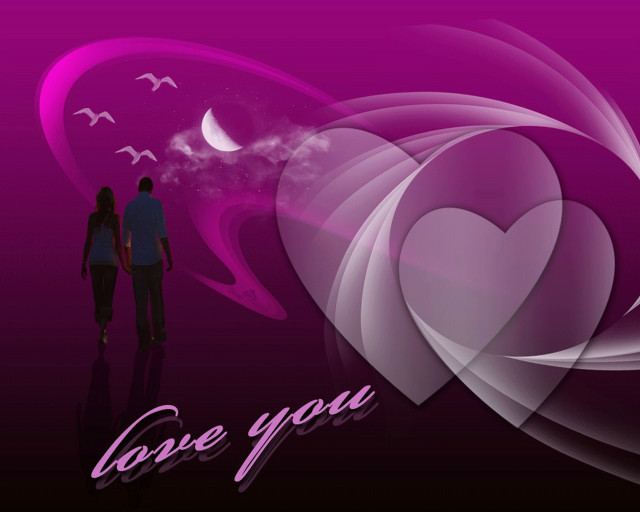Couple walking heart background love free wallpaper for desktop - medium preview image
