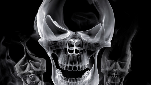 Skull cigarette smoke mouth illustration free wallpaper for desktop - medium preview image