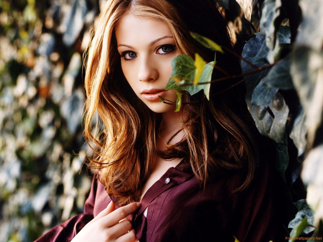 Woman long hair shirt leaf free wallpaper for desktop - medium preview image