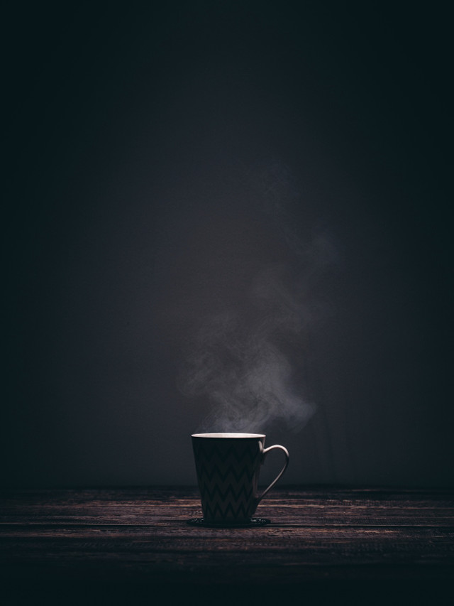 Steaming cup coffee table dark free wallpaper for mobile - medium preview image
