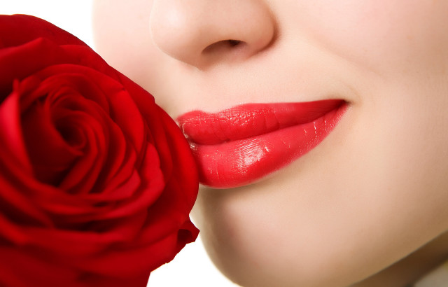 Woman red rose mouth white #2 free wallpaper for desktop - medium preview image