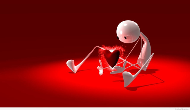 Person sitting red floor heart #2 free wallpaper for desktop - medium preview image