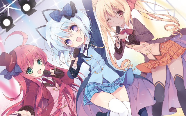 Anime girls stage lights microphone #2 free wallpaper for desktop - medium preview image