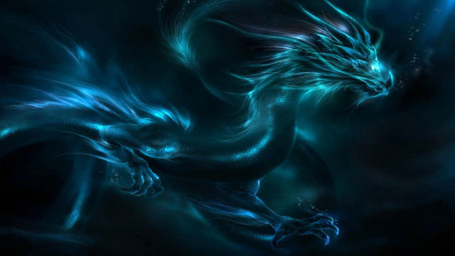 Blue dragon black background dragon #3 free wallpaper for desktop - medium preview image