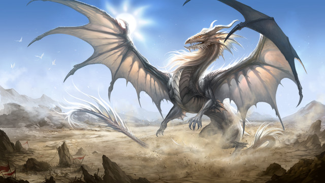 Dragon wings desert mountain blue free wallpaper for desktop - medium preview image