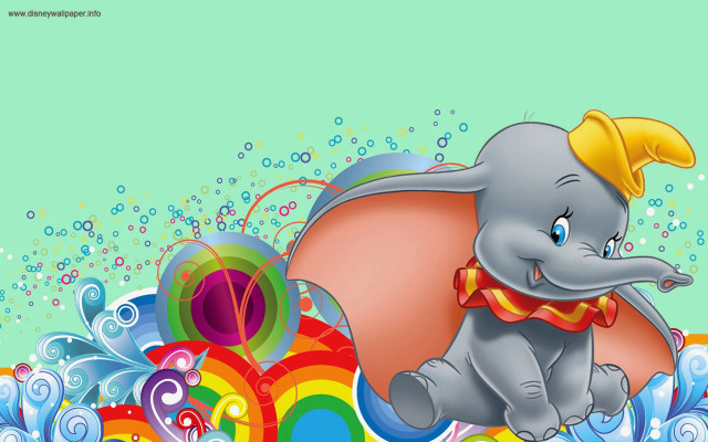 Cartoon elephant crown rainbow bubbles free wallpaper for desktop - medium preview image