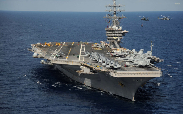 Aircraft carrier ocean ships helicopter free wallpaper for desktop - medium preview image