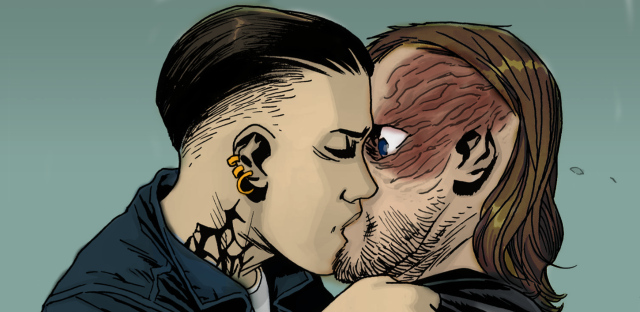 Man woman kissing rain blood free wallpaper for desktop - medium preview image