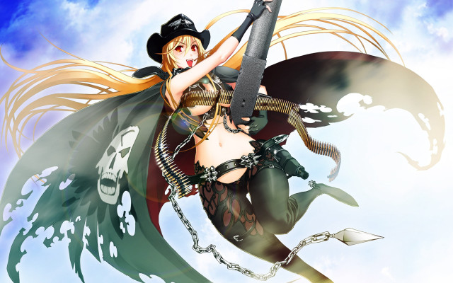 Woman sword hat flying air free wallpaper for desktop - medium preview image