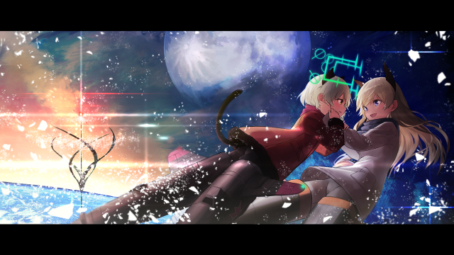 Anime couple snow cat lap free wallpaper for desktop - medium preview image