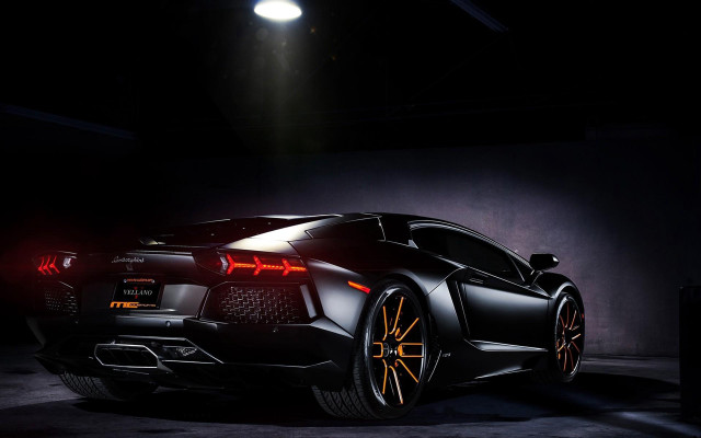 Black sports car dark room #31 free wallpaper for desktop - medium preview image
