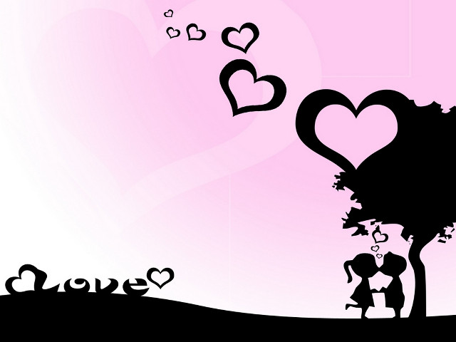 Couple kissing tree hearts hill free wallpaper for desktop - medium preview image