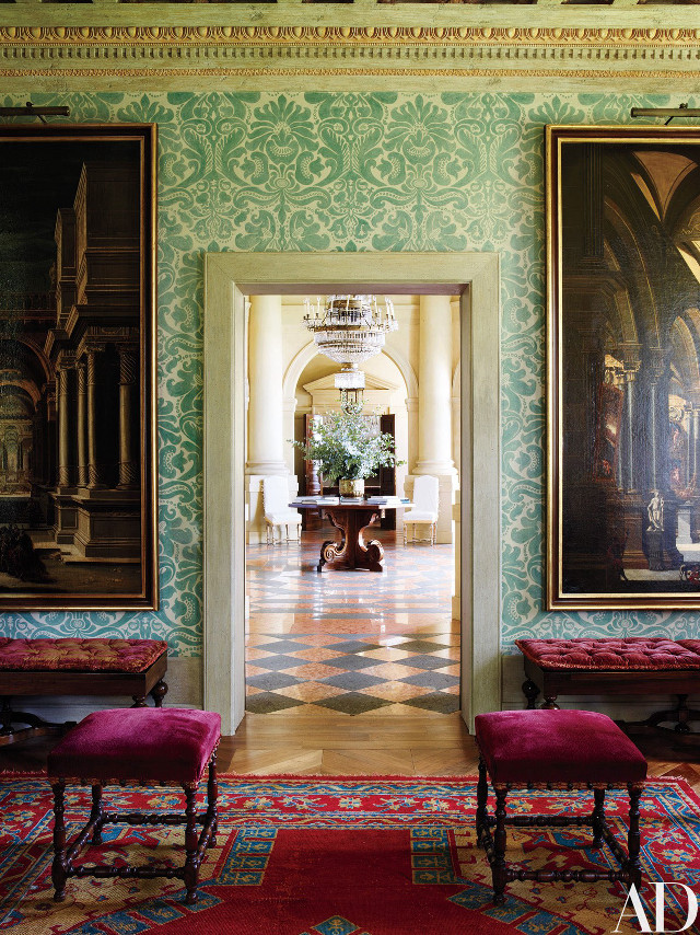 Hallway painting bench rug floor free wallpaper for mobile - medium preview image