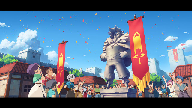 Giant statue people buildings flags free wallpaper for desktop - medium preview image