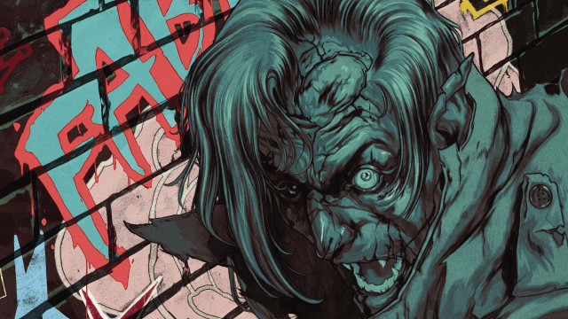 Creepy man green hair knife free wallpaper for desktop - medium preview image