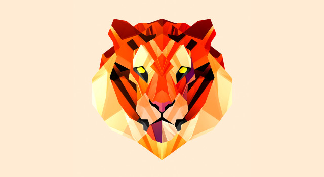 Tiger head geometric shapes beige free wallpaper for desktop - medium preview image