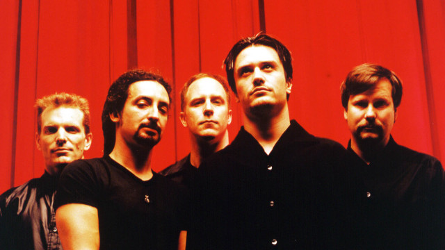 Men group red curtain standing free wallpaper for desktop - medium preview image