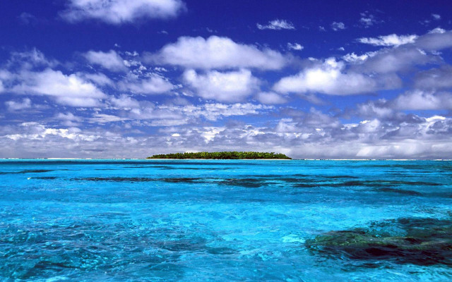Small island cloudy sky blue free wallpaper for desktop - medium preview image