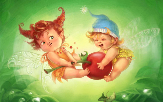 Little girls heart apple green free wallpaper for desktop - medium preview image