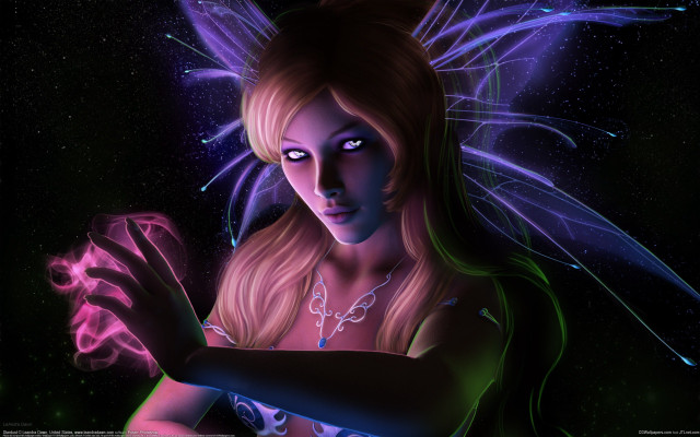 Woman butterfly wings purple dress free wallpaper for desktop - medium preview image