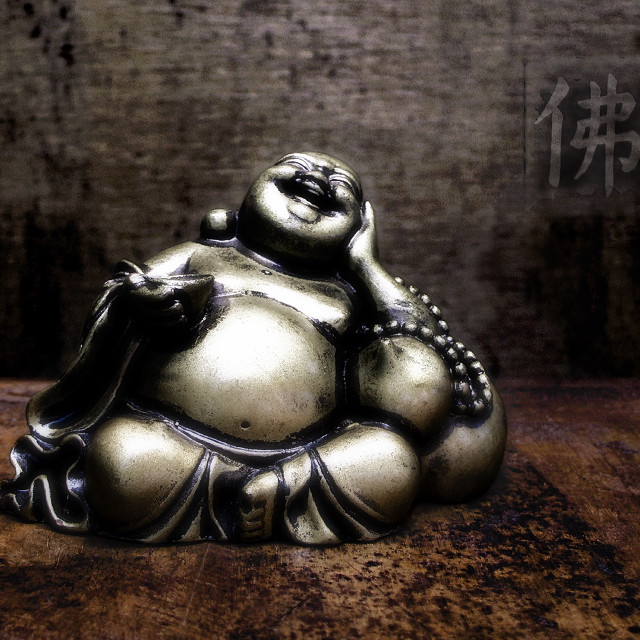 Buddha statue table brick wall free wallpaper for tablet - medium preview image