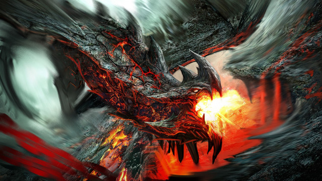 Demonic dragon red flames wings free wallpaper for desktop - medium preview image