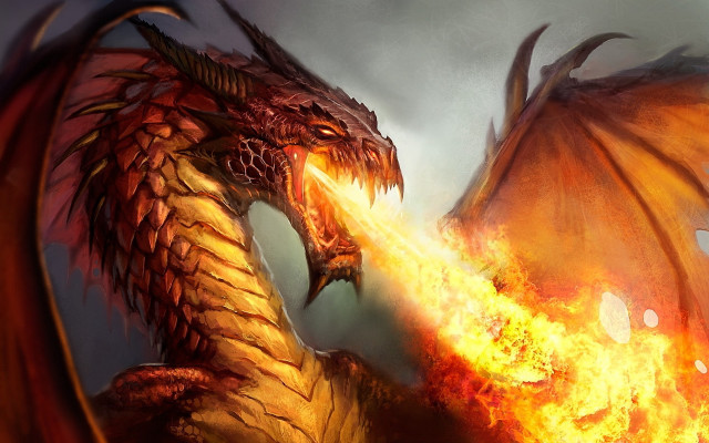 Fire dragon battle embers flames free wallpaper for desktop - medium preview image