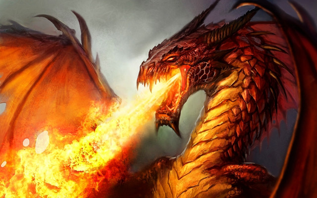 Dragon fire breathing battle embers free wallpaper for desktop - medium preview image