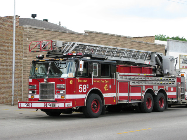 Fire truck brick building ladder free wallpaper for desktop - medium preview image