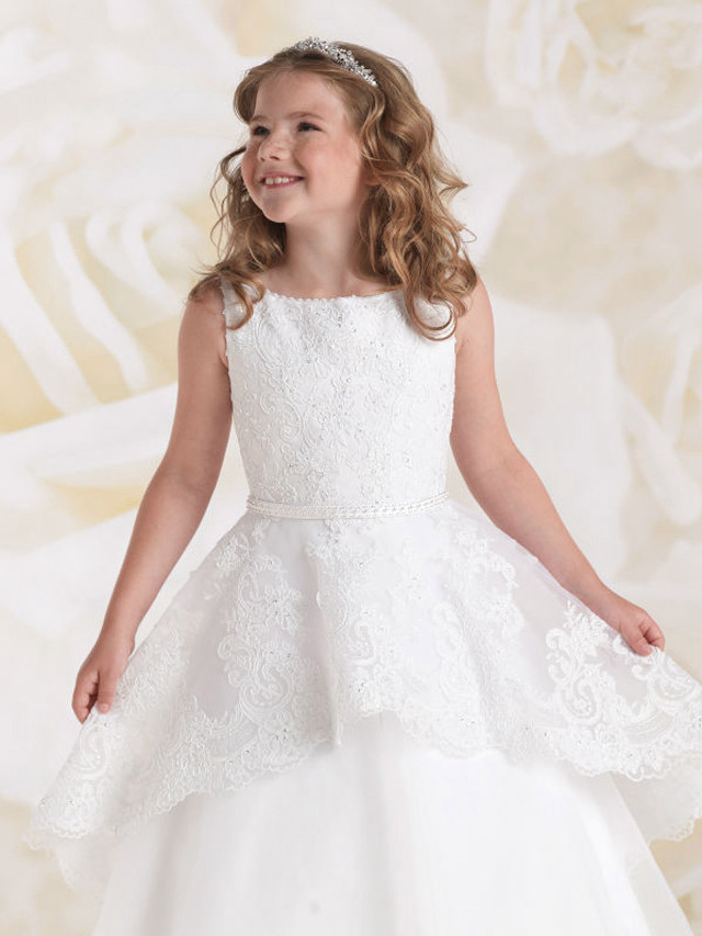 Little girl white dress smiling free wallpaper for mobile - medium preview image