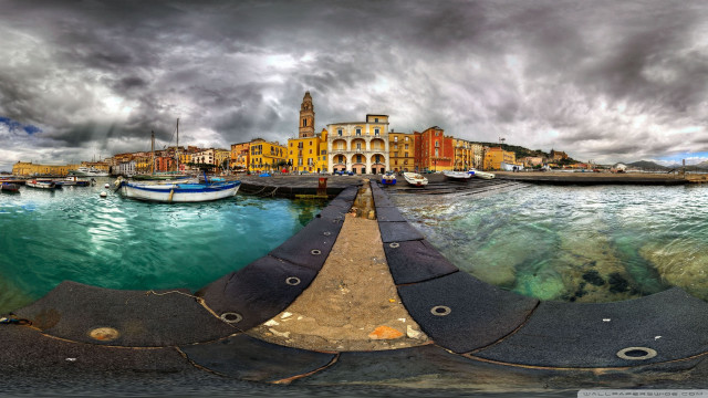 City water boats cloudy sky free wallpaper for desktop - medium preview image