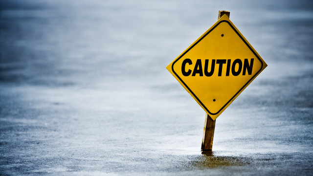 Caution sign flooded street black #2 free wallpaper for desktop - medium preview image