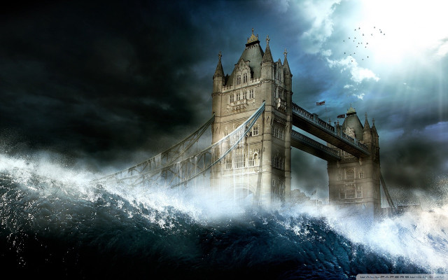 Bridge water boat dark sky free wallpaper for desktop - medium preview image