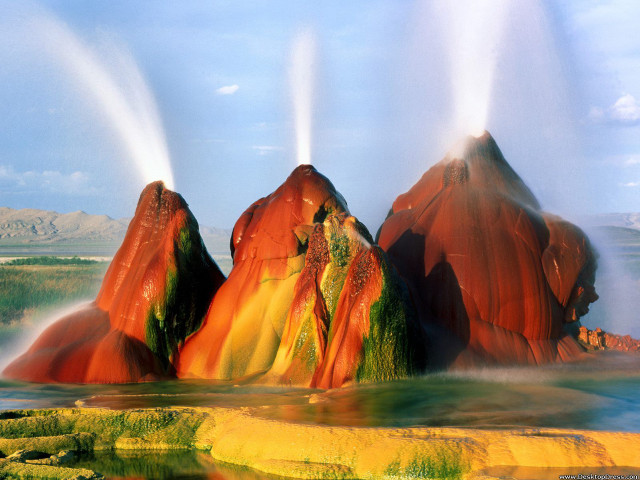 Geysers lake mountains blue sky free wallpaper for desktop - medium preview image
