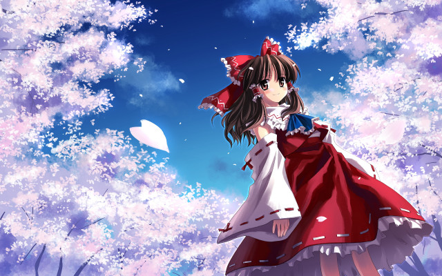 Girl red dress field flowers free wallpaper for desktop - medium preview image