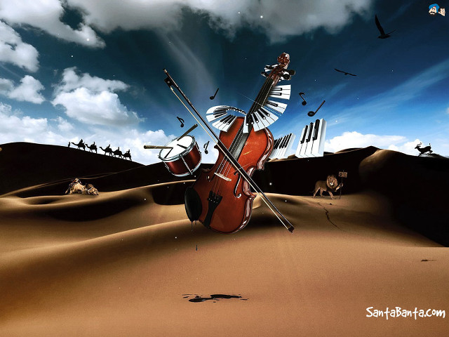 Violin music instruments desert birds free wallpaper for desktop - medium preview image