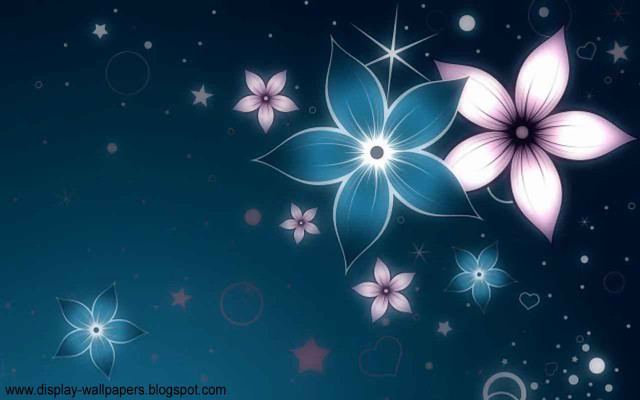 Blue background white pink flowers free wallpaper for desktop - medium preview image
