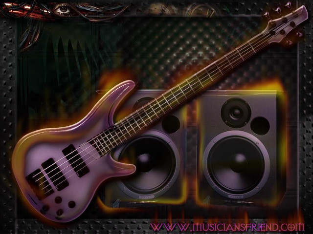 Purple bass guitar flame background free wallpaper for desktop - medium preview image