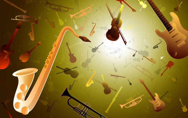 Musical instruments circle green notes free wallpaper for desktop - medium preview image