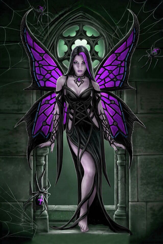 Woman purple wings purple dress free wallpaper for mobile - medium preview image