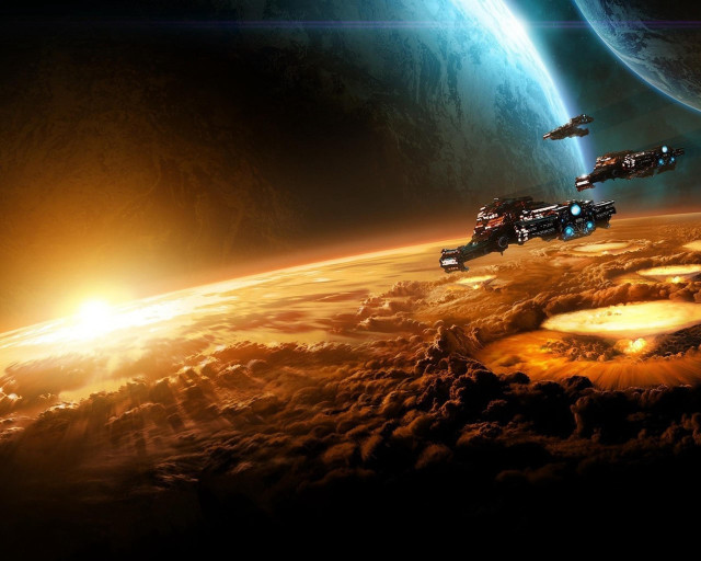 Space station flying planet bright #2 free wallpaper for desktop - medium preview image