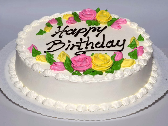 White cake happy birthday roses free wallpaper for desktop - medium preview image