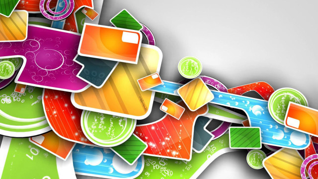 Colorful stickers white background pattern free wallpaper for desktop - medium preview image