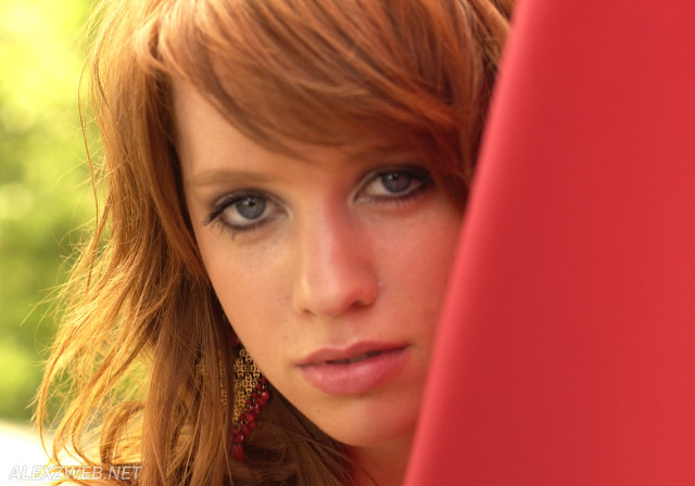 Blue eyed red haired woman free wallpaper for desktop - medium preview image