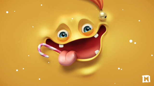 Yellow smiling face candy cane free wallpaper for desktop - medium preview image