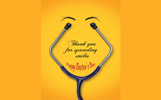 Stethoscope happy doctors day message free wallpaper for desktop - medium preview image