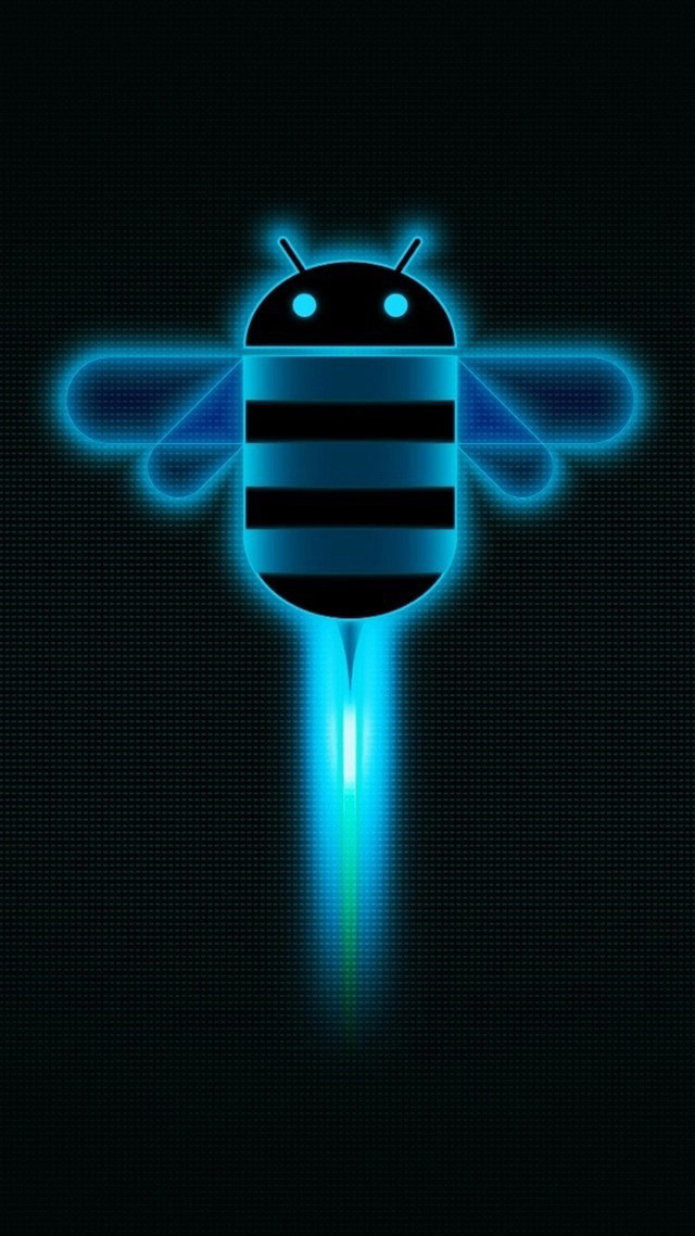 Blue black bee glowing backlight free wallpaper for mobile - medium preview image